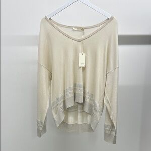 NWT Seventy Cream and Silver V-Neck Sweater